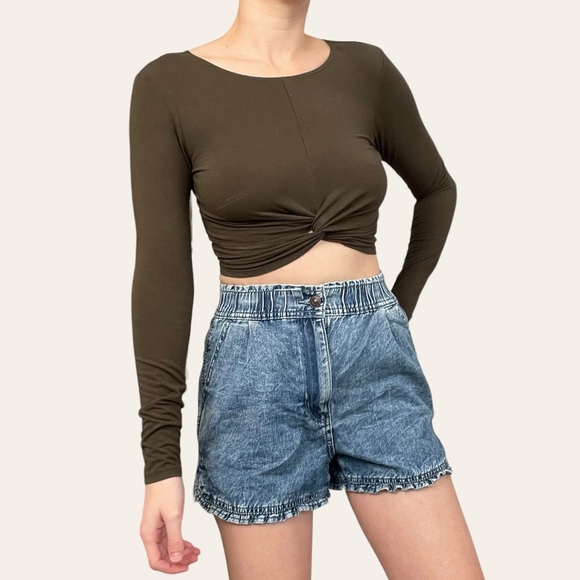 Forever 21 Front Knot Twist Army Green Crop Top 💕 - Picture 1 of 4